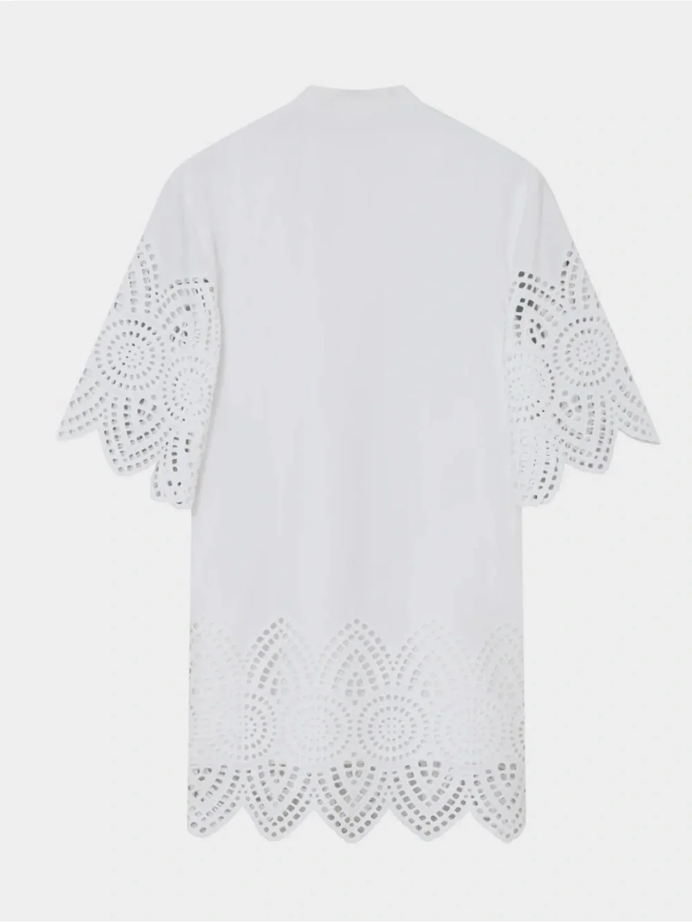 DAY White Eyelet Tunic shirt mini dress with Scalloped Hem short sleeve NWT - Picture 5 of 6
